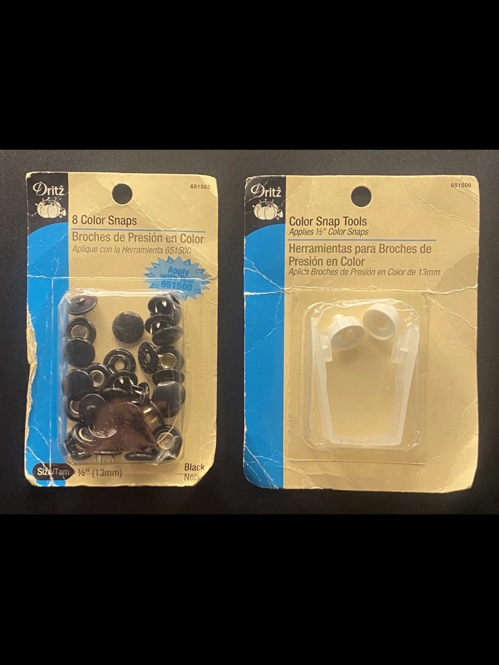 Dritz Color Snap Tools Item 651500 & Dritz 8 Color Snaps Item 651502 German Made